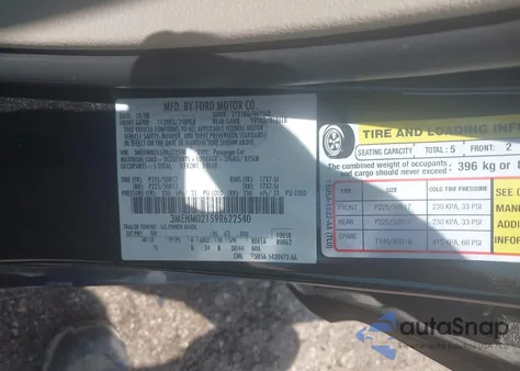 2009 Mercury Milan Premier from USA, damaged, VIN 3MEHM02159R622540